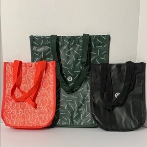 Lululemon Athletica Green and Red Totes with Textured Finish
